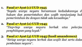 Isi Pasal 27 Ayat 2 Adalah